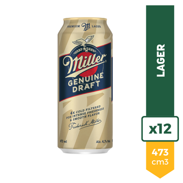 Cerveza Miller Genuine Draft 473ml x12