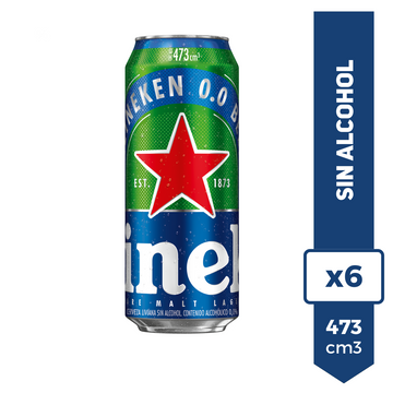 Cerveza Heineken 0.0 SIN ALCOHOL 473ml x6