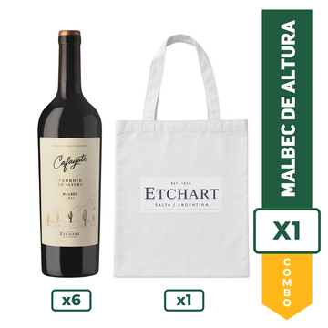 Combo Terroir de Altura Malbec x 6 + Bolsa Lienzo Etchart x 1